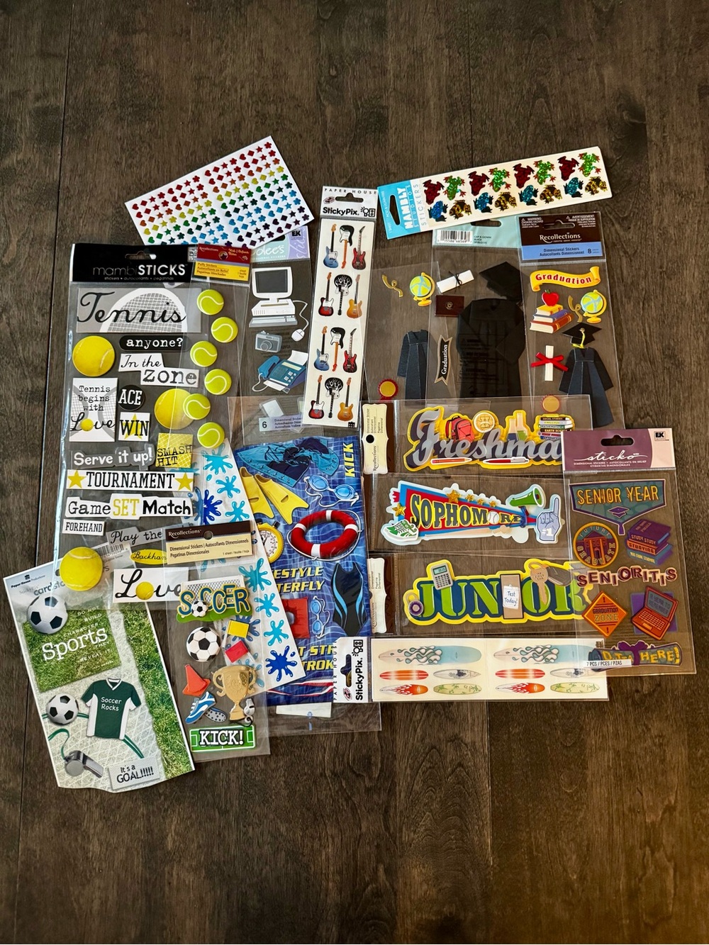Scrapbook Stickers High School Swim Tennis Soccer Frogs Grad Bundle of 17 sets